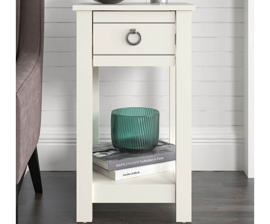 Clover 1 Drawer Bedside Table- Ivory