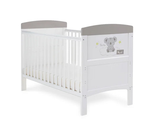 Koala Grey Cot Bed + Fibre Mattress