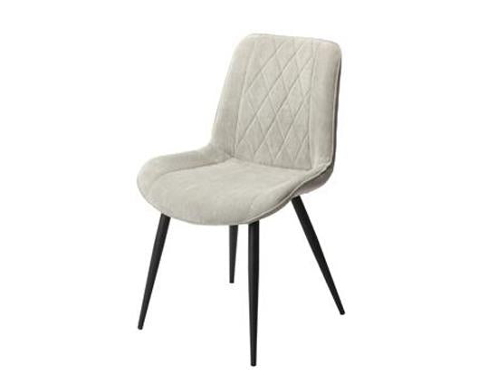 Diamond stitch lt grey cord fabric dining chair, black tapered legs (pair)