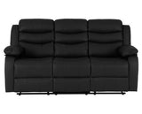 Roma 3 Seater Recliner Sofa - Black Faux Leather