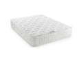 A white quilted mattress shown at an angle on a clean white background.