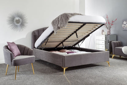 Pettine End Lift Ottoman Double Bed - Grey