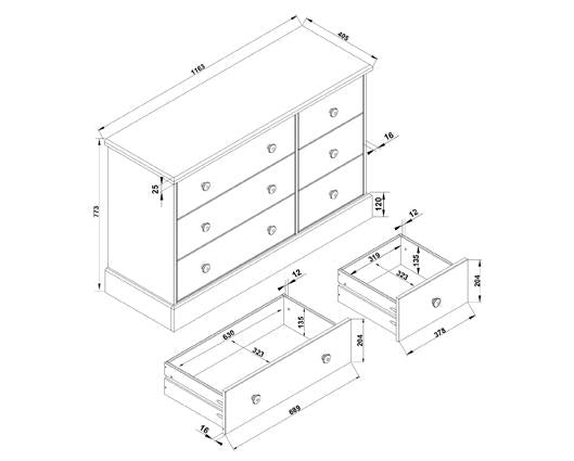 Cotswold 3+3 drawer wide chest