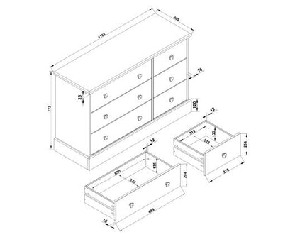 Cotswold 3+3 drawer wide chest