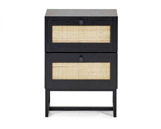 Petra 2 Drawer Bedside- Black