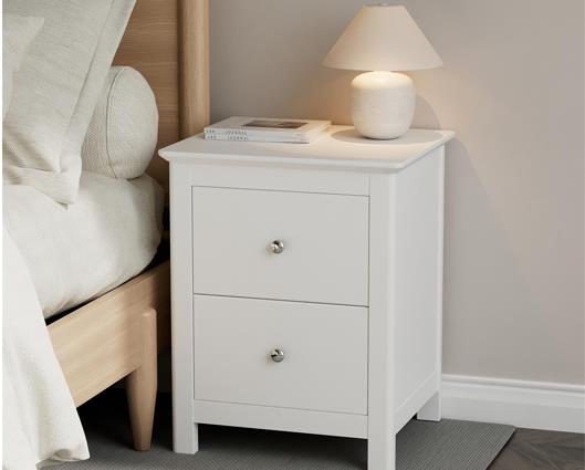 Nairn White 2 drawer bedside cabinet