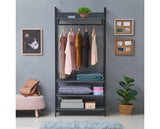 Zulu 3 Piece Bedroom Furniture Set Open Wardrobes-Dark Grey