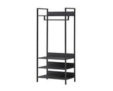 Zulu Open Wardrobe with 4 Shelves-Black