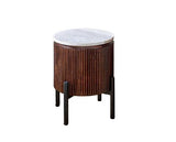 Olin Mango Wood Side Table With Marble Top & Metal Legs