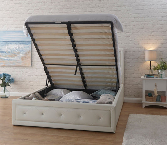 Hollywood Ottoman Double Bed - White