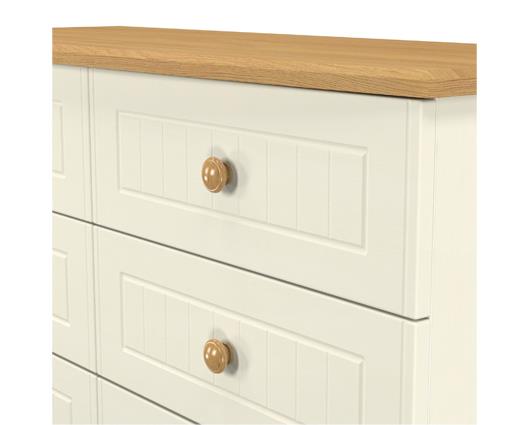 Warwick 6 Drawer Midi Chest - Cream Ash with Modern Oak Top