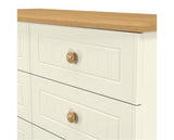 Warwick 6 Drawer Midi Chest - Cream Ash with Modern Oak Top
