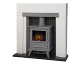 Stalbridge Fireplace 39inch - White/Grey With Electric Stove - Grey