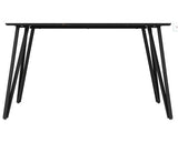 MARLOW & QUEBEC DINING SET (X4 CHAIRS) - BLACK MARBLE/GREY FAUX LEATHER