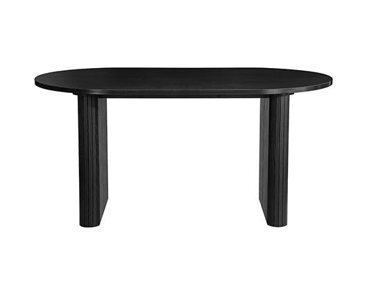 Axel Oval Fluted Dining Table with 4 Fabric Chairs - Black