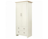 Lachlan 2 Door 2 Drawer Wardrobe- Cream