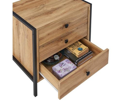 Zulu Nightstand with 3 Drawers-Oak