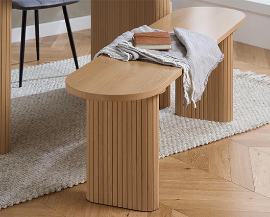 Axel Fluted Dining Bench - Oak