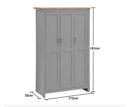 Lincoln 3 Piece Bedroom Set (3 Door Wardrobe, 2+2 Chest, 1 Drawer Bedside)