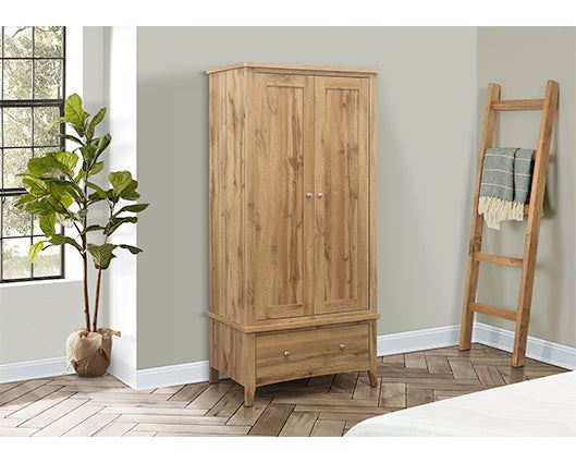 Hounslow 2 Door 1 Drawer Wardrobe- Oak