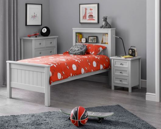 Maine Bookcase Single Bed - Dove Grey