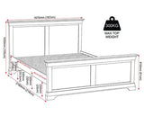 BORDEAUX 5' HIGH END BED - PEBBLE GREY