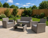 Vegas Black 4PC Lounger w/ Cream Cushions