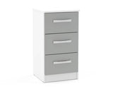Larz 3 Drawer Bedside Table - White & Grey