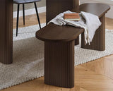 Axel Oval Fluted Dining Table with 2 Fabric Chairs and 1 Bench - Walnut
