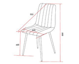 Sraight stitch blue cord dining chair, black tapered legs (pair)