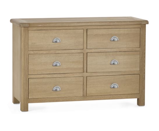 Malani Limed Oak 6 Drawer Wide Chest