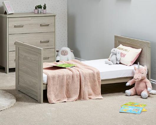 Nina Cot Bed & Under Drawer - Grey Wash & White