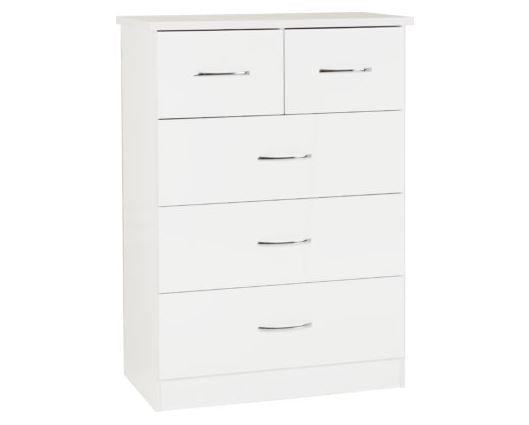 Neptune 3+2 Drawer Chest - White Gloss