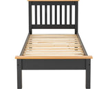 MONACO 3' LOW END BED - DARK GREY/OAK EFFECT