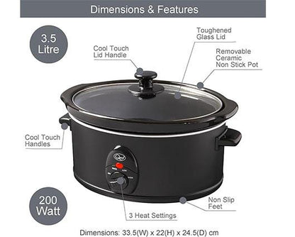 Quest 35279 Black 3.5ltr Slow Cooker