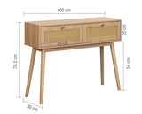 Croxley Rattan Console Table - Oak