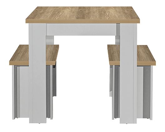 Harper Dining Table & Bench Set - Grey