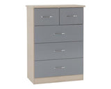 NEVADA 2 DOOR 1 DRAWER WARDROBE BEDROOM SET - GREY GLOSS/LIGHT OAK EFFECT VENEER