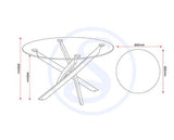 SHELDON ROUND COFFEE TABLE - CLEAR GLASS/BLACK