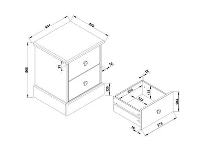 Cotswold 2 drawer bedside cabinet