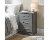 NEVADA 3 DRAWER BEDSIDE - 3D EFFECT GREY