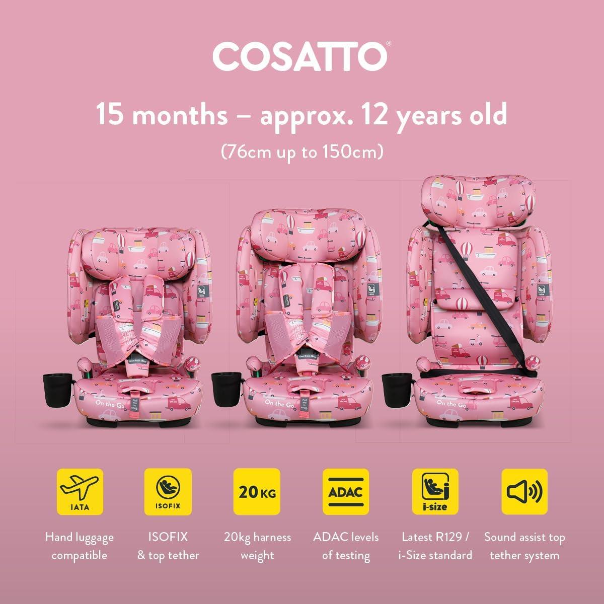 On the Go i-size Travel Car Seat - Itchy Feet Rosy