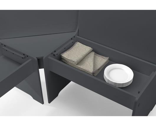 Noelle Corner Dining Set With Storage Bench- Anthracite