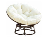 Monica Brown Swivel Moon Chair with Cream Cushions