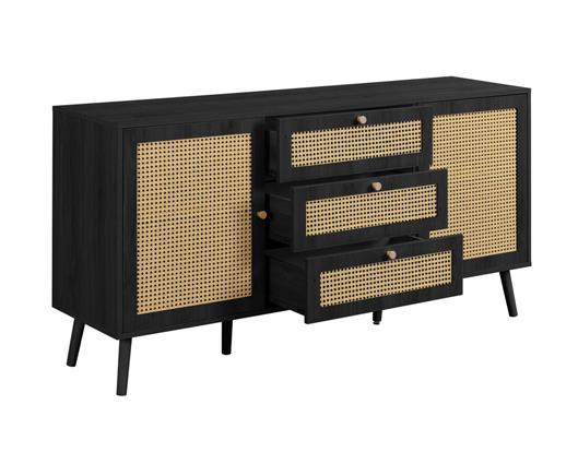 Croxley Rattan 2 Door 3 Drawer Sideboard - Black