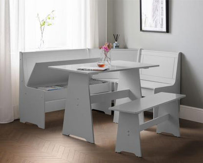 Noelle Corner Dining Set With Storage Bench- Dove Grey