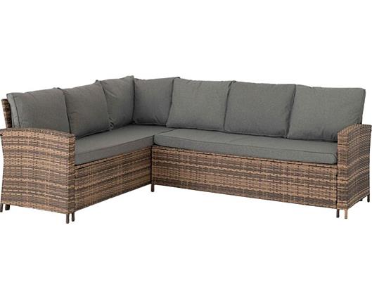Aspen Corner Garden Furniture Set - Brown Rattan/Grey Fabric