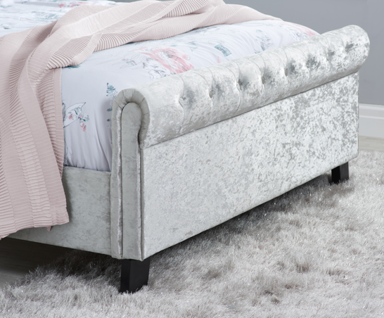 Sienna King Bed - Steel Crushed Velvet