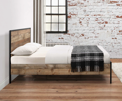 Urban Double Bed - Black & Oak