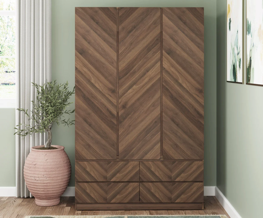 Ciaro 3 Door 4 Drawer Wardrobe- Royal Walnut